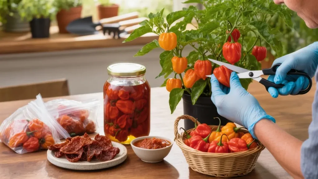 Colheita e conservação do Habanero