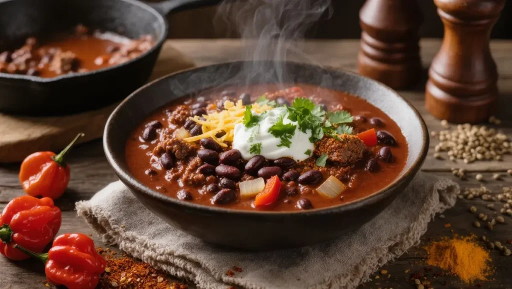 Chili com Bhut Jolokia e Feijão Preto