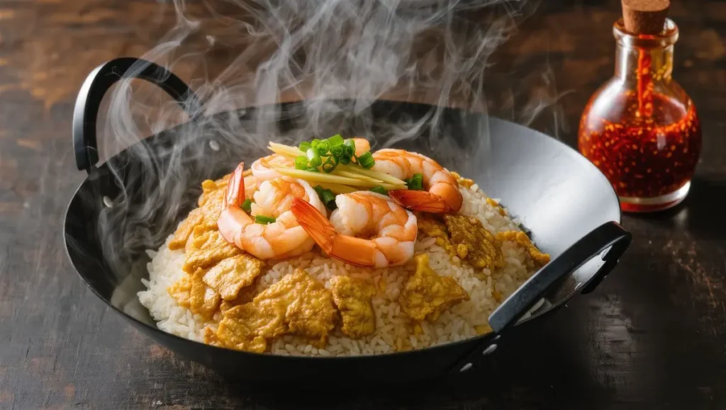 Arroz Frito com Camarão e Óleo Picante de Komodo Dragon