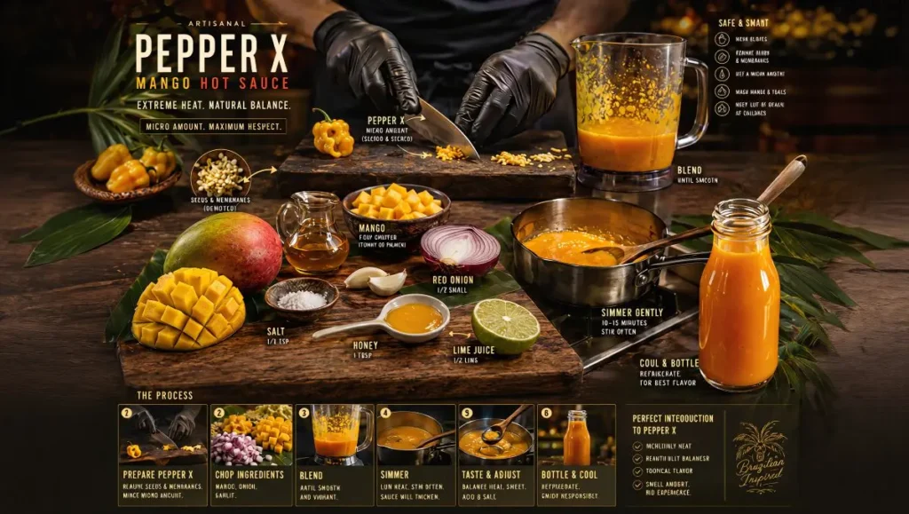 Molho de pimenta artesanal Pepper X com manga