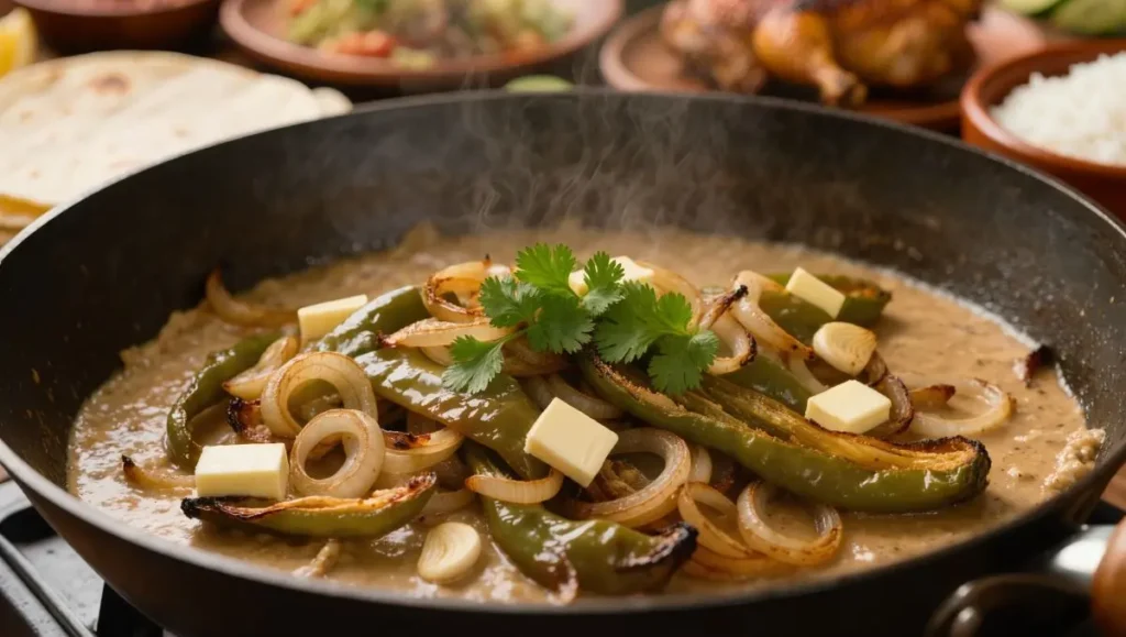 Rajas de Chilaca com Creme e Cebola Caramelizada