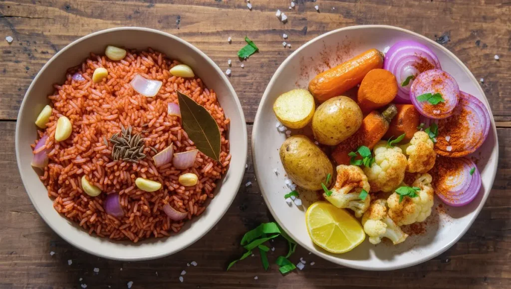 Arroz vermelho com Byadgi, alho e especiarias