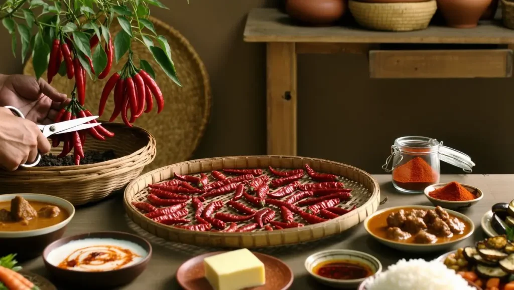 Colheita, secagem e armazenamento da Byadgi