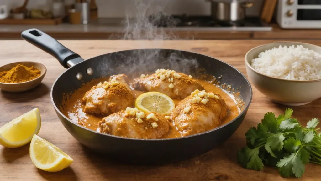 Frango cremoso com Byadgi e iogurte