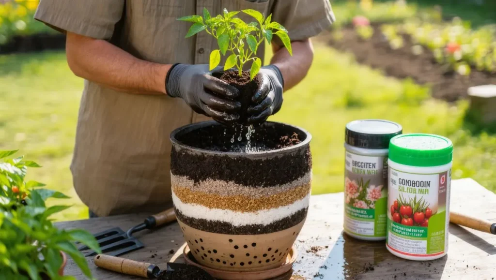 Transplante, vaso e manejo
