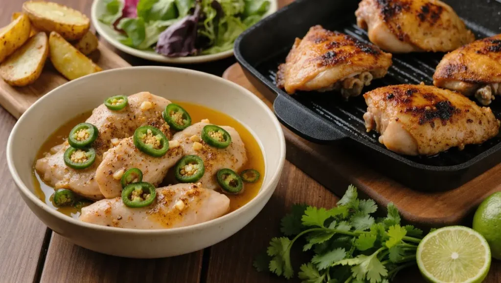 Frango grelhado com marinada de Aji Cristal e limão