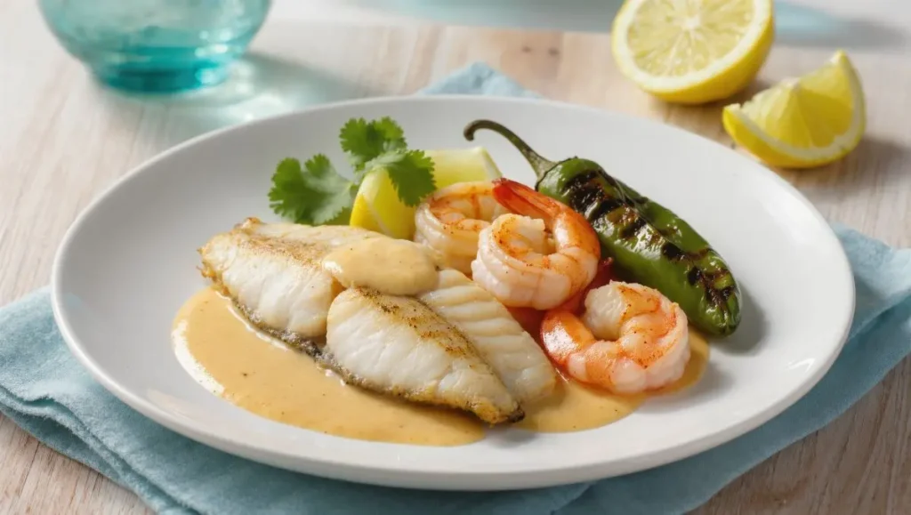 Molho cremoso de Aji Cristal para peixes e frutos do mar